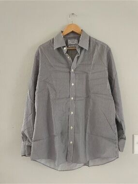 Men’s Charles Tyrwhitt Grey & White Striped Button Down Dress Shirt